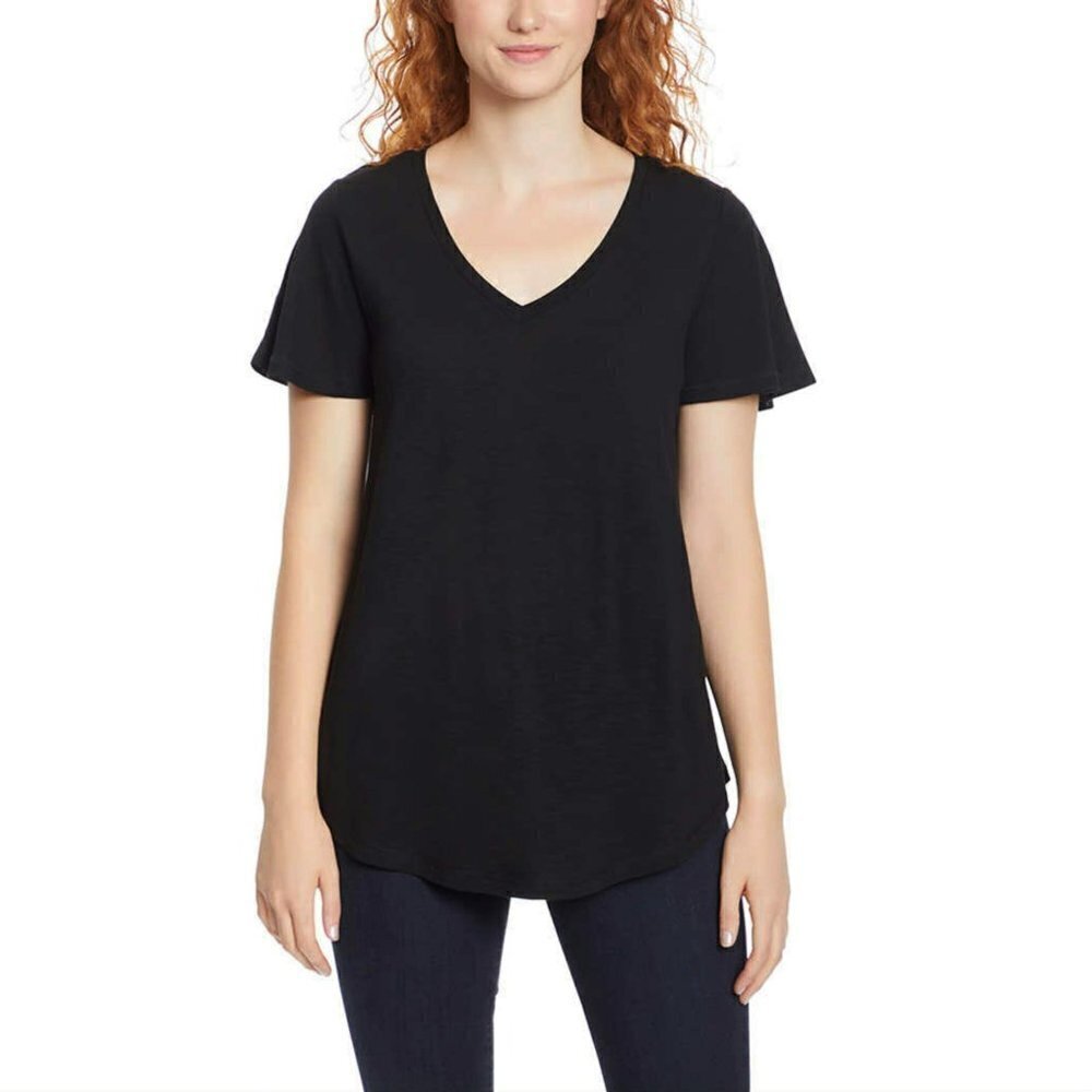 NWT Jessica Simpson Women's Flutter Sleeve Tee Relaxed Fit V-Neck T-Shirt